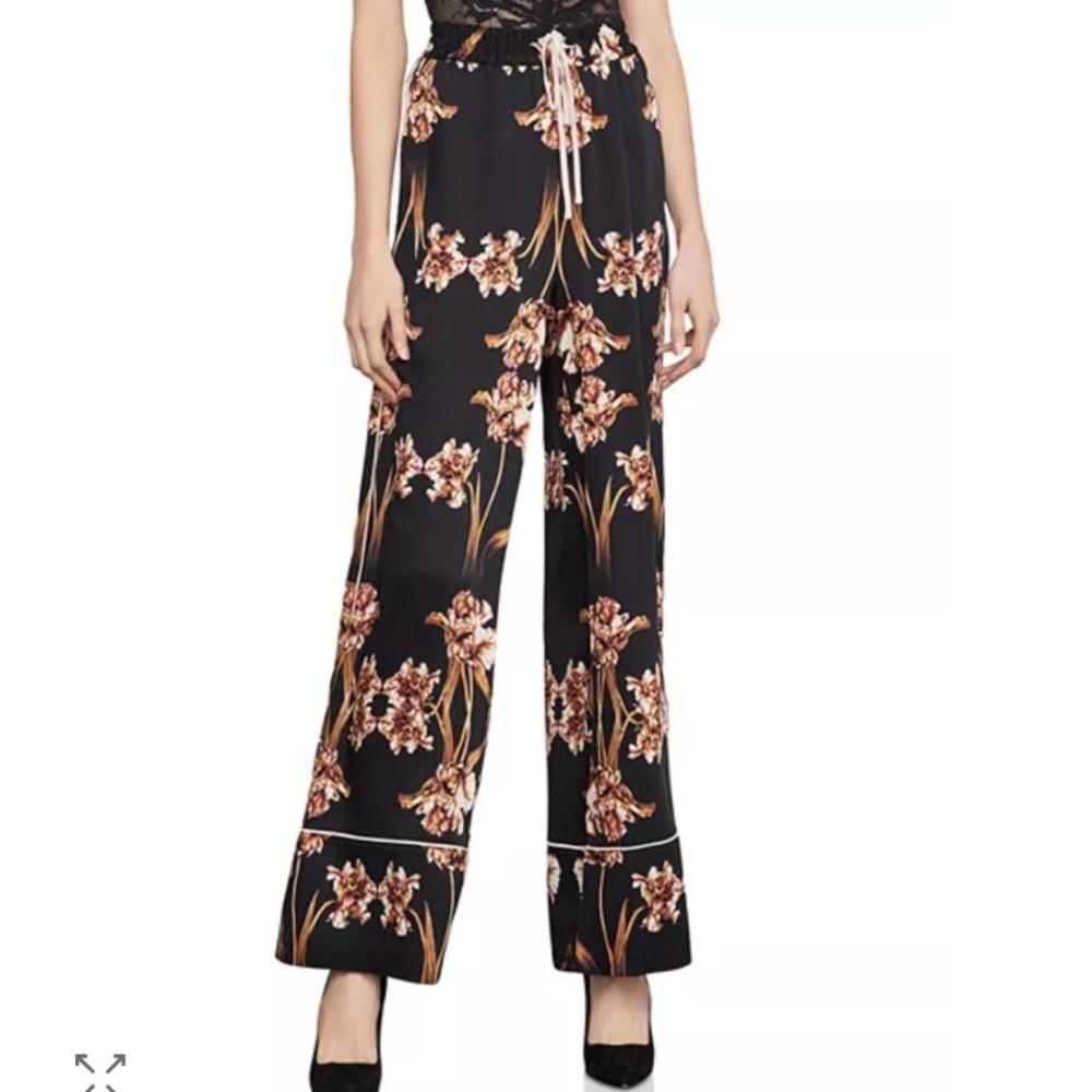 BCBGMaxAzria Black Floral Maxi Pants